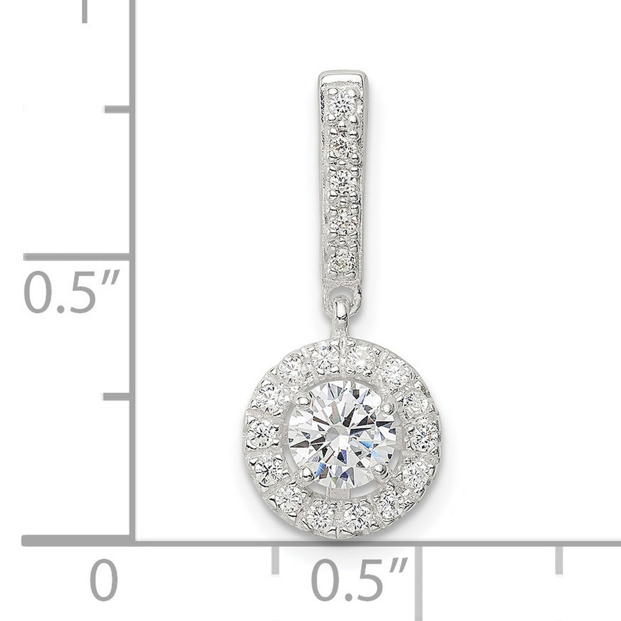 Sterling Silver Drop Earrings with Cubic Zirconia Center, Halo and Accented Bail Design