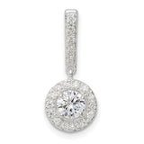 Sterling Silver Drop Earrings with Cubic Zirconia Center, Halo and Accented Bail Design