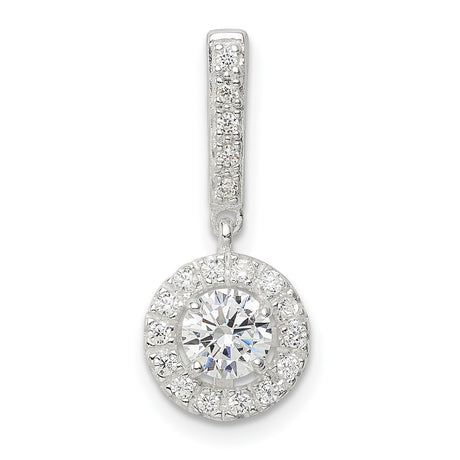Sterling Silver Drop Earrings with Cubic Zirconia Center, Halo and Accented Bail Design