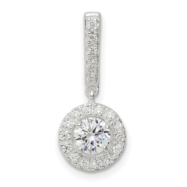 Sterling Silver Drop Earrings with Cubic Zirconia Center, Halo and Accented Bail Design