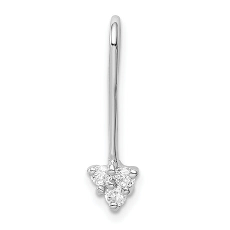 Sterling Silver Nose Stud with Cubic Zirconia Triangular Floral Setting