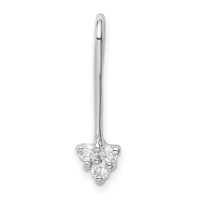 Sterling Silver Nose Stud with Cubic Zirconia Triangular Floral Setting