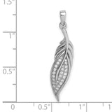 Sterling Silver Feather Pendant with Cubic Zirconia, Nature-Inspired Leaf Charm Jewelry for Women