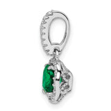 Green and White CZ Slide Chain Slide Charm Pendant in Real 925 Sterling Silver
