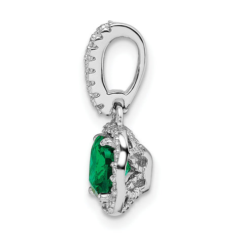 Green and White CZ Slide Chain Slide Charm Pendant in Real 925 Sterling Silver