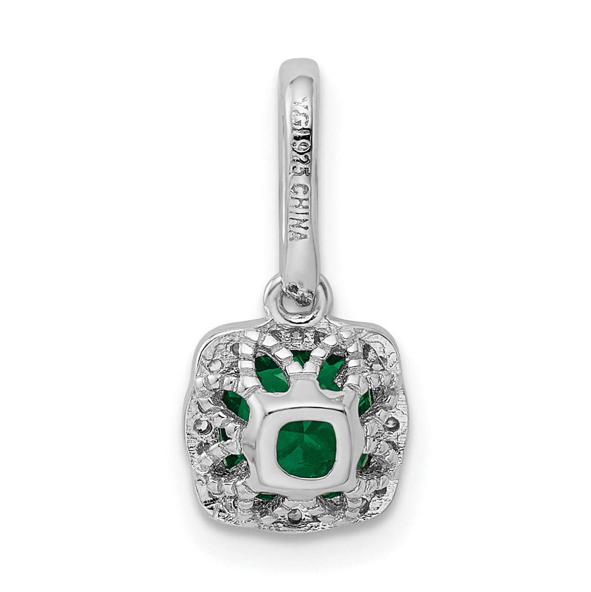 Green and White CZ Slide Chain Slide Charm Pendant in Real 925 Sterling Silver