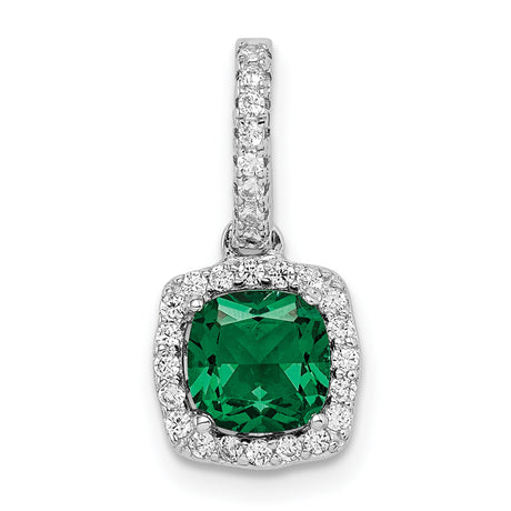 Green and White CZ Slide Chain Slide Charm Pendant in Real 925 Sterling Silver