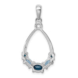 Sterling Silver Teardrop Pendant with London Blue and Swiss Blue Topaz, Modern Statement Jewelry