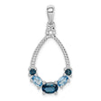 Sterling Silver Teardrop Pendant with London Blue and Swiss Blue Topaz, Modern Statement Jewelry
