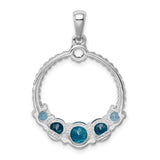 Sterling Silver Circle Pendant with London Blue Topaz, Twisted Rope Design for Women