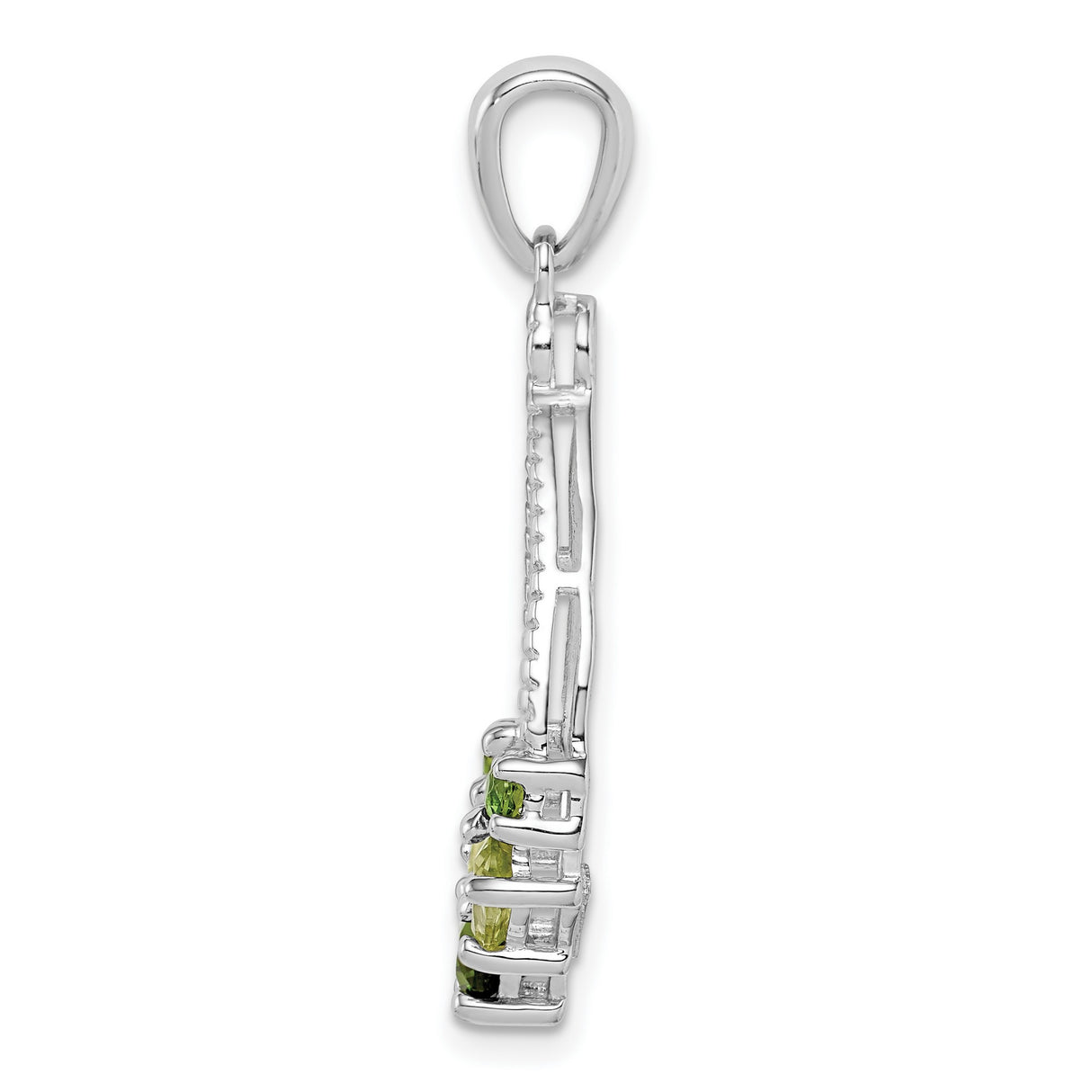 Sterling Silver Teardrop Pendant with Chrome Diopside in Open Frame Design for Women
