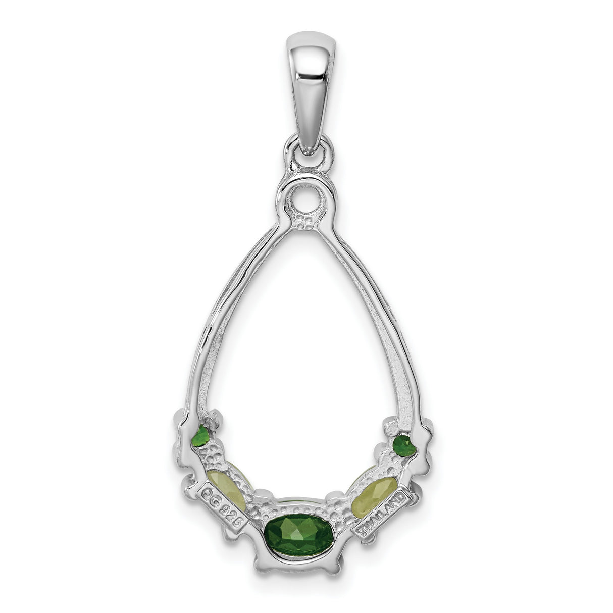 Sterling Silver Teardrop Pendant with Chrome Diopside in Open Frame Design for Women