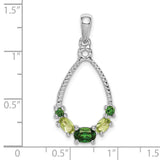 Sterling Silver Teardrop Pendant with Chrome Diopside in Open Frame Design for Women