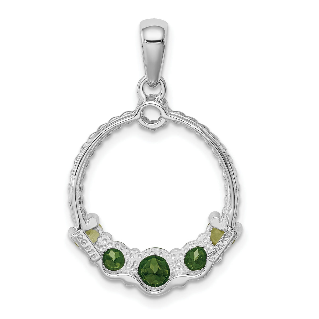 Sterling Silver Circle Pendant with Chrome Diopside, Twisted Rope Design, Symbolic Unity