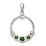 Sterling Silver Circle Pendant with Chrome Diopside, Twisted Rope Design, Symbolic Unity
