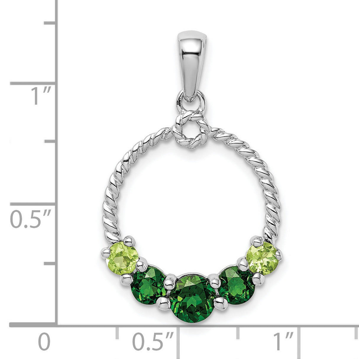 Sterling Silver Circle Pendant with Chrome Diopside, Twisted Rope Design, Symbolic Unity