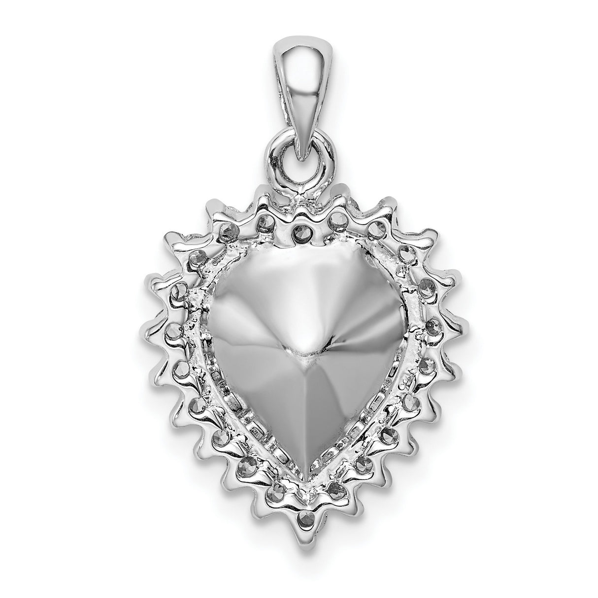 Clear and Blue Crystal Heart Charm Pendant in Real 925 Sterling Silver