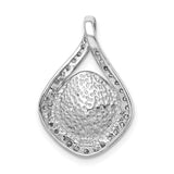 Sterling Silver Teardrop Pendant with Cushion Cut Golden Crystal and Cubic Zirconia Halo