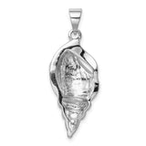 Sterling Silver Conch Shell Pendant with Larimar and Turquoise Inlay, Ocean-Themed Design