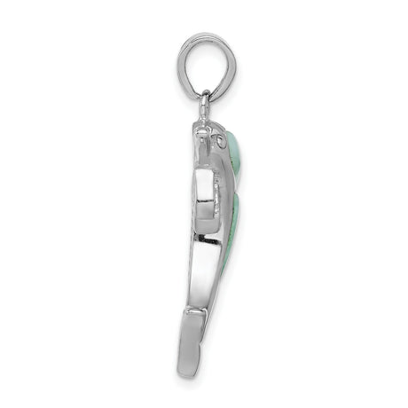 Sterling Silver Dolphin Pendant with Larimar, Ocean Inspired Coastal Jewelry for Women and Teens
