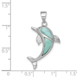 Sterling Silver Dolphin Pendant with Larimar, Ocean Inspired Coastal Jewelry for Women and Teens