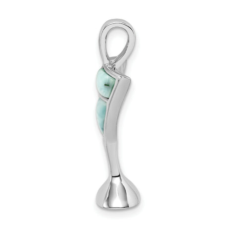 Larimar Martini Glass Charm Pendant in Real 925 Sterling Silver