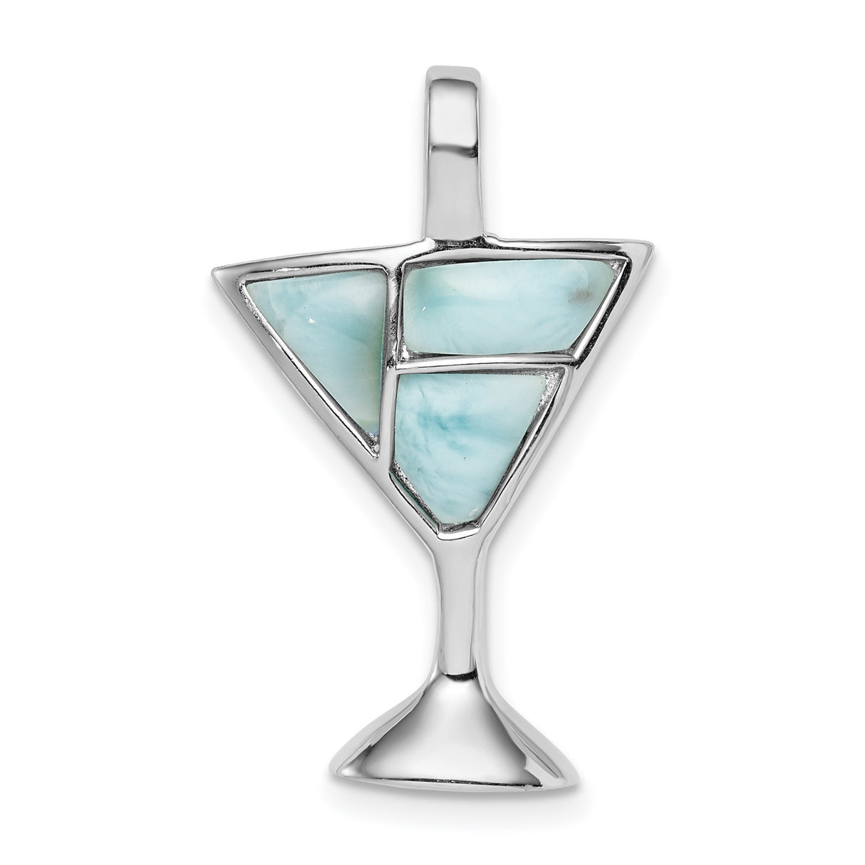 Larimar Martini Glass Charm Pendant in Real 925 Sterling Silver
