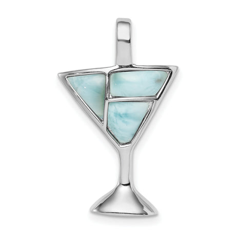 Larimar Martini Glass Charm Pendant in Real 925 Sterling Silver