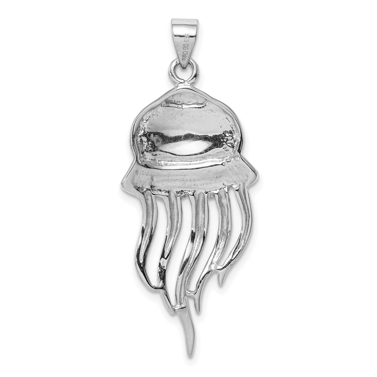 Sterling Silver Jellyfish Pendant with Lab Created Opal Inlay, Ocean Themed Coastal Jewelry