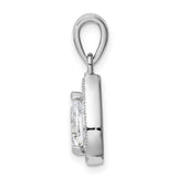Sterling Silver Teardrop Pendant with Pear-Shaped Cubic Zirconia and Halo Design for Women