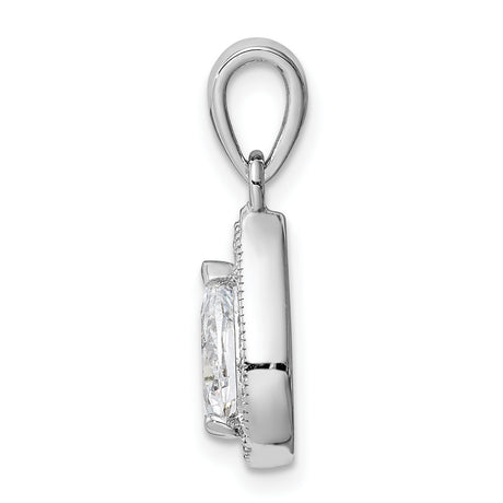 Sterling Silver Teardrop Pendant with Pear-Shaped Cubic Zirconia and Halo Design for Women