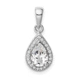 Sterling Silver Teardrop Pendant with Pear-Shaped Cubic Zirconia and Halo Design for Women