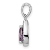Sterling Silver Teardrop Pendant with Pink Gemstone and Cubic Zirconia Halo