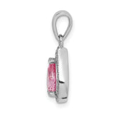Sterling Silver Teardrop Pendant with Pear Cut Pink Cubic Zirconia and Clear Accents
