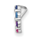Sterling Silver Circle Pendant with Cubic Zirconia, Rainbow Multicolor Design, Spiritual Unity Theme