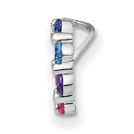 Sterling Silver Circle Pendant with Cubic Zirconia, Rainbow Multicolor Design, Spiritual Unity Theme