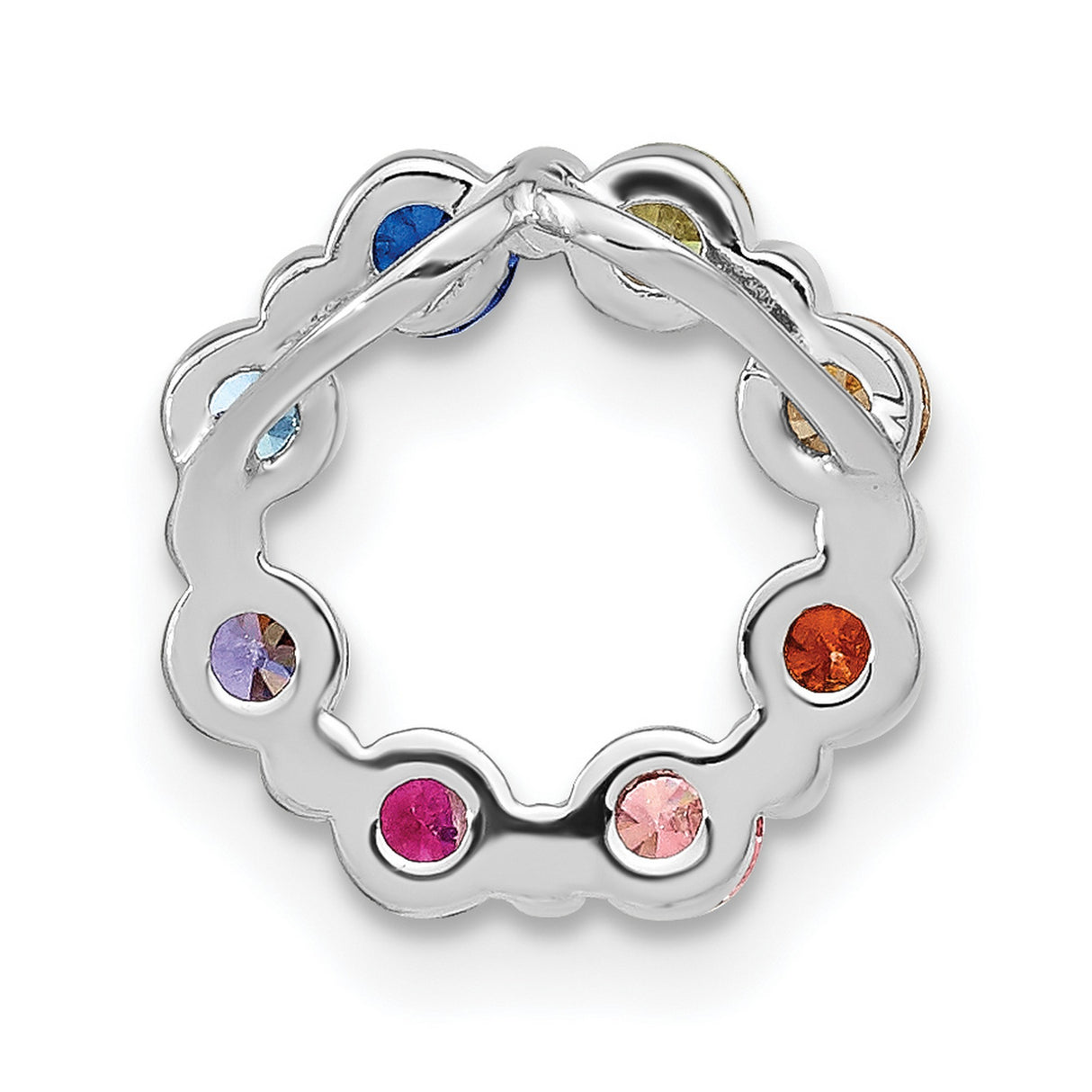 Sterling Silver Circle Pendant with Cubic Zirconia, Rainbow Multicolor Design, Spiritual Unity Theme