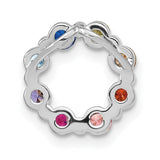 Sterling Silver Circle Pendant with Cubic Zirconia, Rainbow Multicolor Design, Spiritual Unity Theme