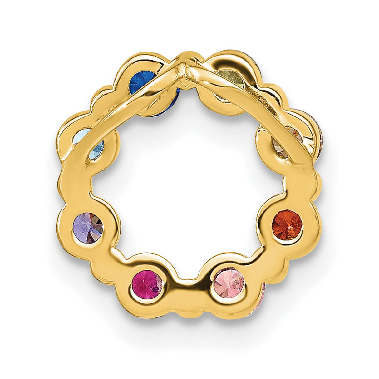 Sterling Silver Circle Pendant with Multicolored Cubic Zirconia, Rainbow Pride Jewelry