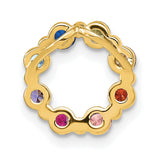 Sterling Silver Circle Pendant with Multicolored Cubic Zirconia, Rainbow Pride Jewelry