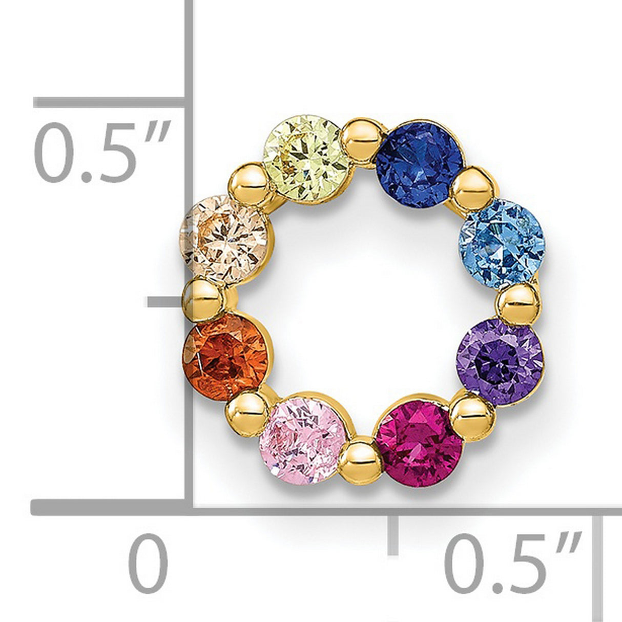 Sterling Silver Circle Pendant with Multicolored Cubic Zirconia, Rainbow Pride Jewelry