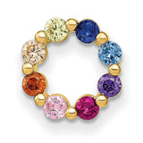 Sterling Silver Circle Pendant with Multicolored Cubic Zirconia, Rainbow Pride Jewelry