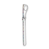 Sterling Silver Cross Pendant with Multicolor Gemstones and Cubic Zirconia Accents