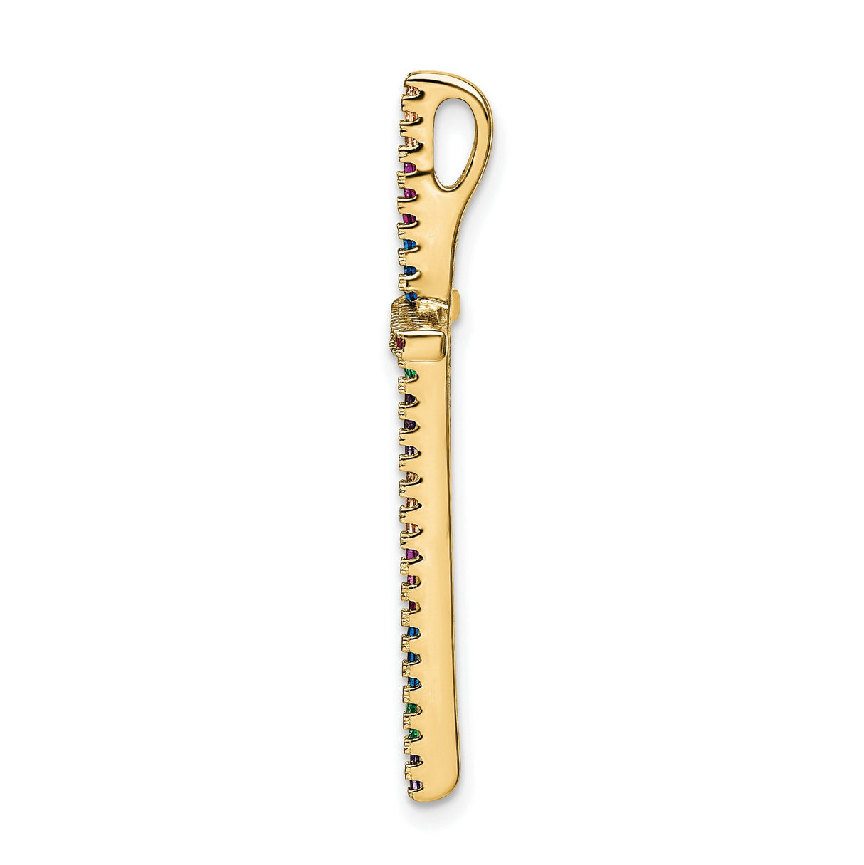 Sterling Silver Cross Pendant with Cubic Zirconia, Colorful Geometric Religious Design