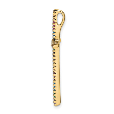 Sterling Silver Cross Pendant with Cubic Zirconia, Colorful Geometric Religious Design