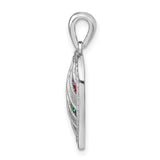 Sterling Silver Heart Pendant with Cubic Zirconia, Rainbow Baguette Design, Symbol of Love and Pride