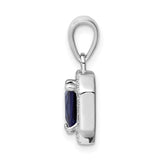 Sterling Silver Pendant with Deep Blue Cubic Zirconia and Halo Design for Women