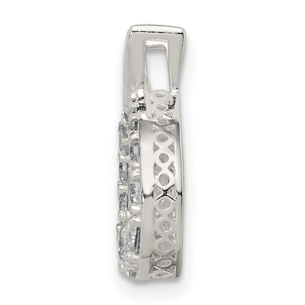 Sterling Silver Ichthys Fish Pendant with Cubic Zirconia, Christian Symbol Jewelry for Women