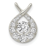 Sterling Silver Ichthys Fish Pendant with Cubic Zirconia, Christian Symbol Jewelry for Women