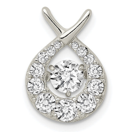 Sterling Silver Ichthys Fish Pendant with Cubic Zirconia, Christian Symbol Jewelry for Women